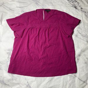 Lane Bryant Pink Short Sleeve Blouse Top Womens Size 20 Flutter Sleeve Shirt H76